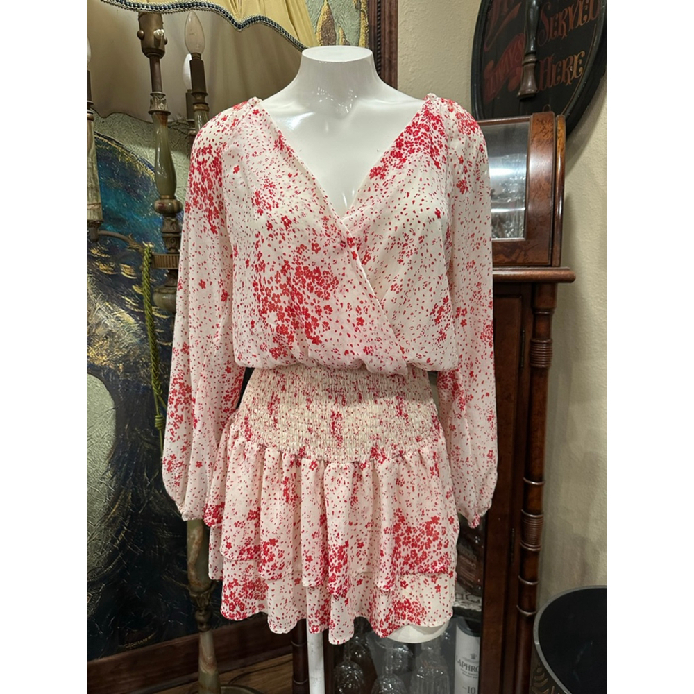 Polly White Red Floral Mini Dress Size 2
